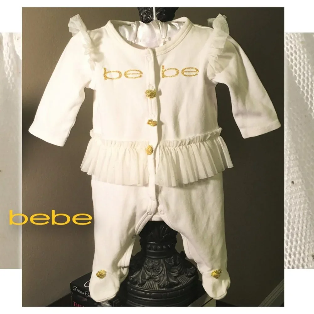 BEBE BABY Long-Sleeve Footed Tutu Coverall 3-6M
